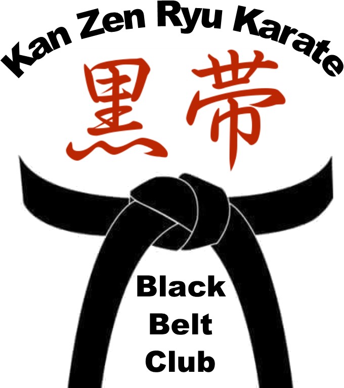 Kan Zen Ryu Karate black belt club logo with black belt